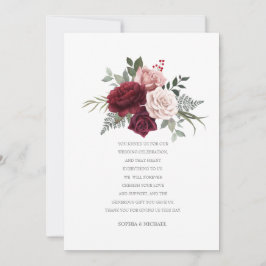 Hand Painted Burgundy Rose Bouquet Bedankkaart