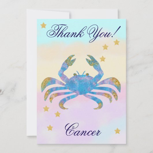Hand-Painted Cancer Birthday Thank You Bedankkaart (Voorkant)