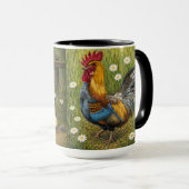 Hand-Painted Chicken & Chicks and Rooster Mug Mok (Voorkant rechts)