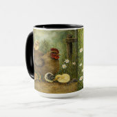 Hand-Painted Chicken & Chicks and Rooster Mug Mok (Voorkant links)