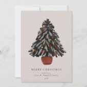 Hand-Painted Christmas Tree Family Greeting Feestdagenkaart (Voorkant)