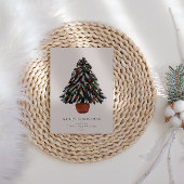 Hand-Painted Christmas Tree Family Greeting Feestdagenkaart