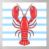 Hand-Painted Coastal Mediterranean Lobster Art Poster (Voorkant)