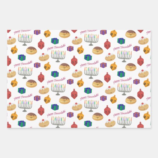 Hand Painted cute and fun Hannukah patterned Inpakpapier Vel (Voorkant)