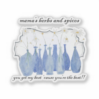 Hand Painted Daisy Rosemary Jar Bottle  Sticker