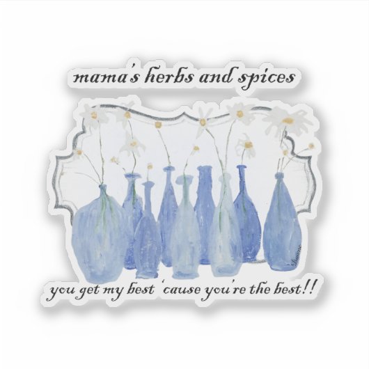 Hand Painted Daisy Rosemary Jar Bottle Sticker (Voorkant)