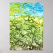 Hand Painted Dandelion Field and Blue Sky Poster (Voorkant)