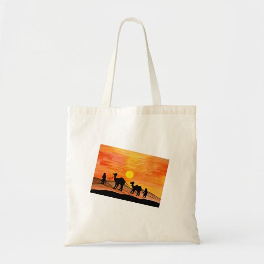 Hand-painted Desert Sunset Camel Tote Bag (Voorkant)
