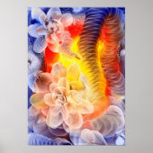 Hand Painted Fantasy Floral Art Glowing Abstract Poster (Voorkant)