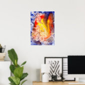 Hand Painted Fantasy Floral Art Glowing Abstract Poster (Thuiskantoor)
