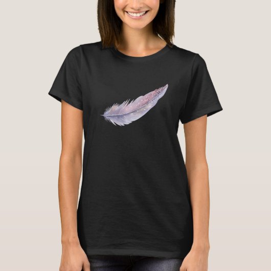 Hand-Painted Feather T-Shirt Design Bird Feather T (Voorkant)