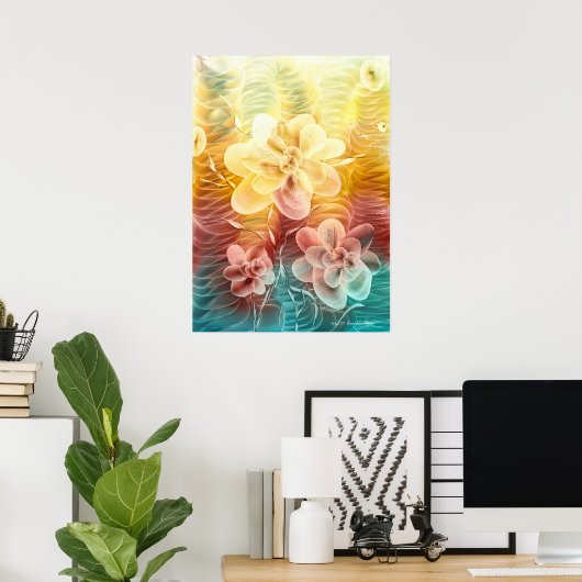 Hand Painted Floral Fantasy Art Poster (Thuiskantoor)