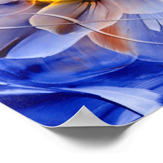 Hand Painted Floral Fantasy - Blue and Peach Bloom Poster (Hoek)