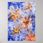 Hand Painted Floral Fantasy - Blue and Peach Bloom Poster (Voorkant)
