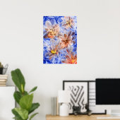 Hand Painted Floral Fantasy - Blue and Peach Bloom Poster (Thuiskantoor)