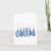 Hand Painted Flower Cobalt  Jar Bottle  Kaart (Voorkant)