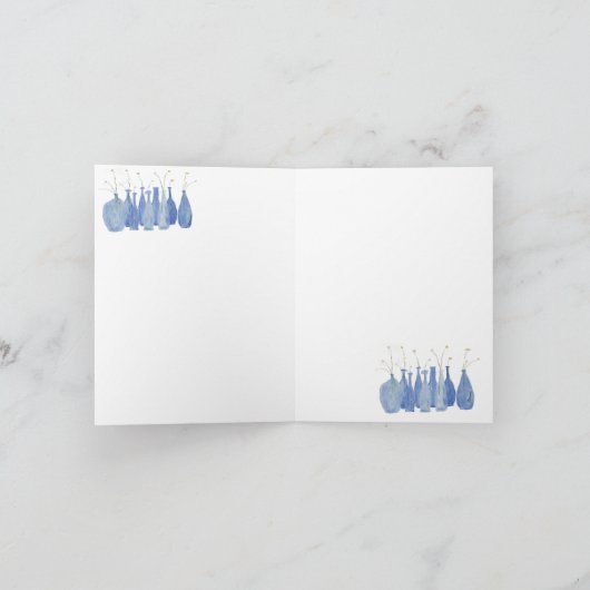 Hand Painted Flower Cobalt  Jar Bottle  Kaart (Binnen)