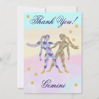 Hand-Painted Gemini Birthday Thank You Bedankkaart
