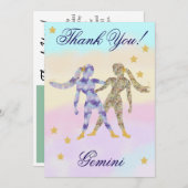Hand-Painted Gemini Birthday Thank You Bedankkaart (Voorkant / Achterkant)