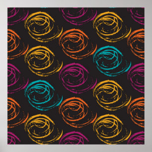 Hand painted grange texture. Ink geometric Poster