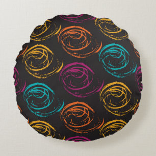 Hand painted grange texture. Ink geometric Rond Kussen