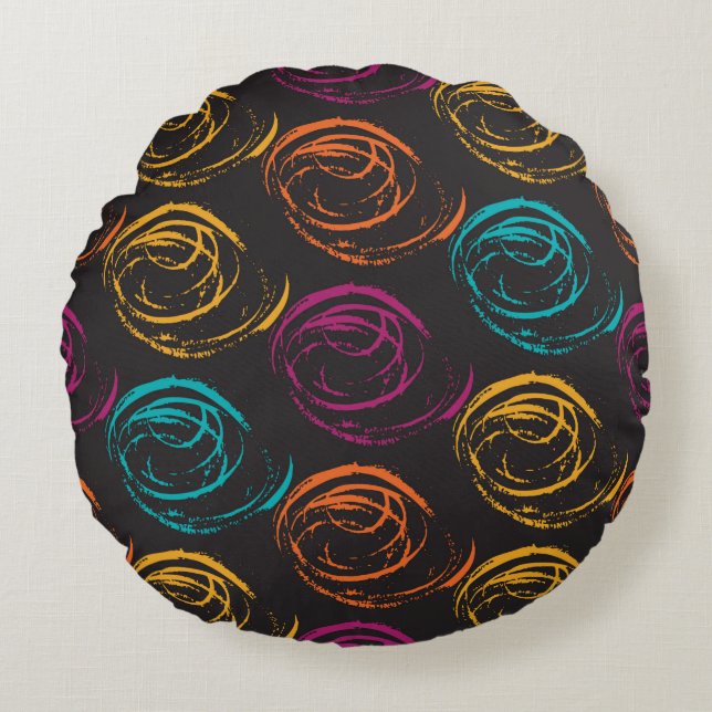 Hand painted grange texture. Ink geometric Rond Kussen (Voorkant)