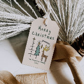 Hand Painted  Green Christmas Trees Reindeer Cadeaulabel