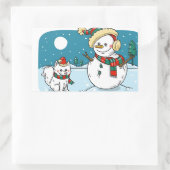 Hand Painted Holiday Snowman Rechthoekige Sticker (Tas)
