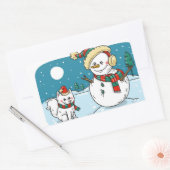 Hand Painted Holiday Snowman Rechthoekige Sticker (Envelop)