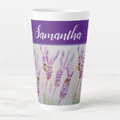 Hand Painted Lavender Flower Waterverf Birthday Latte Mok (Voorkant)