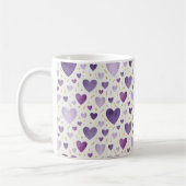 Hand-Painted Lavender & Gold Watercolor Hearts Koffiemok (Links)