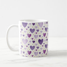 Hand-Painted Lavender & Gold Watercolor Hearts Koffiemok