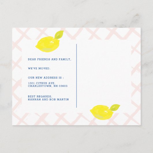 Hand Painted Lemon Bewegende Aankondiging Briefkaa (Achterkant)