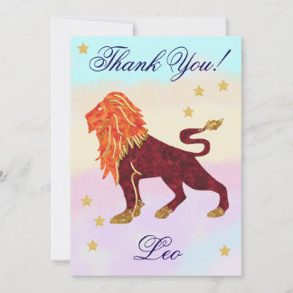 Hand-Painted Leo Birthday Thank You Bedankkaart