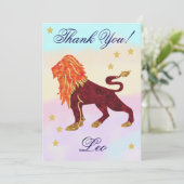 Hand-Painted Leo Birthday Thank You Bedankkaart (Staand voorkant)