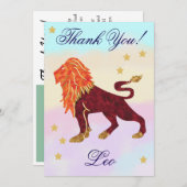 Hand-Painted Leo Birthday Thank You Bedankkaart (Voorkant / Achterkant)
