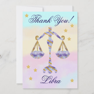 Hand-Painted Libra Birthday Thank You Bedankkaart