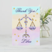Hand-Painted Libra Birthday Thank You Bedankkaart (Staand voorkant)