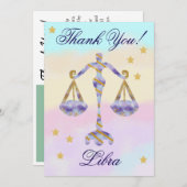Hand-Painted Libra Birthday Thank You Bedankkaart (Voorkant / Achterkant)
