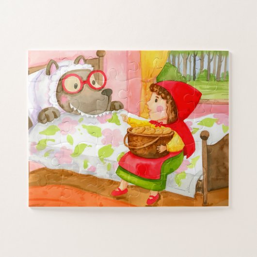 Hand Painted Little Red Riding Hood Big Bad Wolf Legpuzzel (Horizontaal)