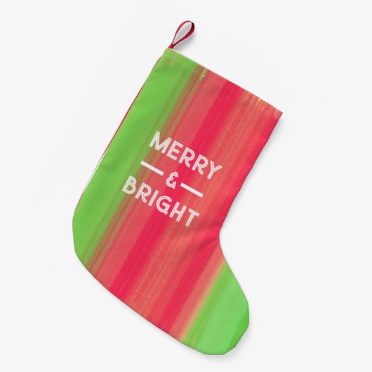 Hand Painted Merry and Bright Kleine Kerstsok (Voorkant (Hangend))