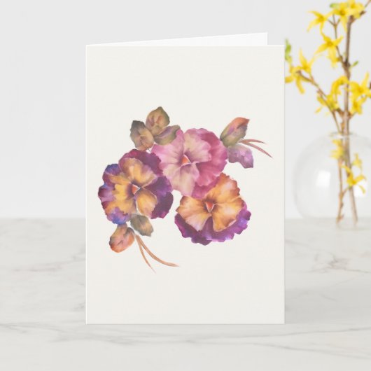 Hand-Painted Pansies Greeting Card Kaart (Gele Bloem)