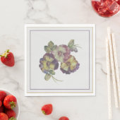 Hand-Painted Pansy Luncheon Napkins — Plum & Gold  Servet (Insitu)