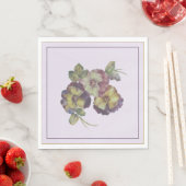 Hand-Painted Pansy Luncheon Napkins — Plum & Gold  Servet (Insitu)