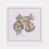 Hand-Painted Pansy Luncheon Napkins — Plum & Gold  Servet (Voorkant)