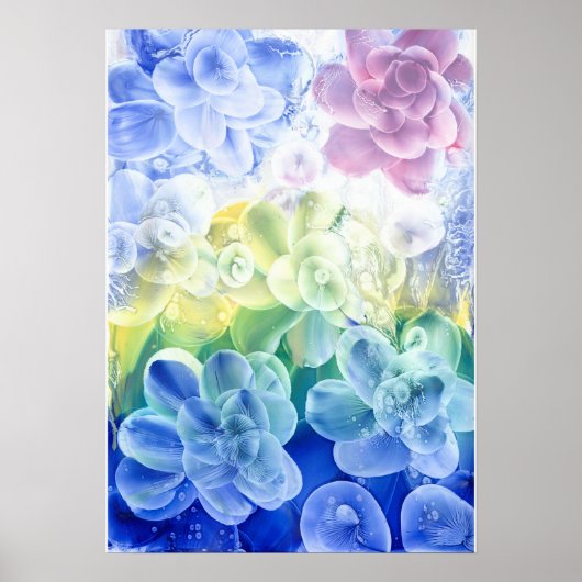 Hand Painted Pastel Floral Abstract in Gouache Poster (Voorkant)