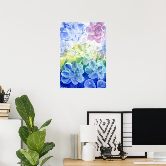 Hand Painted Pastel Floral Abstract in Gouache Poster (Thuiskantoor)