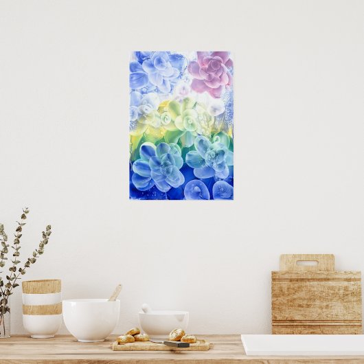 Hand Painted Pastel Floral Abstract in Gouache Poster (Keuken)