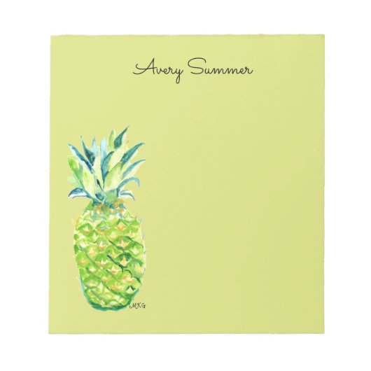 Hand-Painted Pineapple Green Grocery List       Notitieblok (Voorkant)