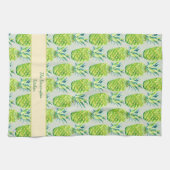 Hand-Painted PIneapple Personalized Watercolor Theedoek (Horizontaal)